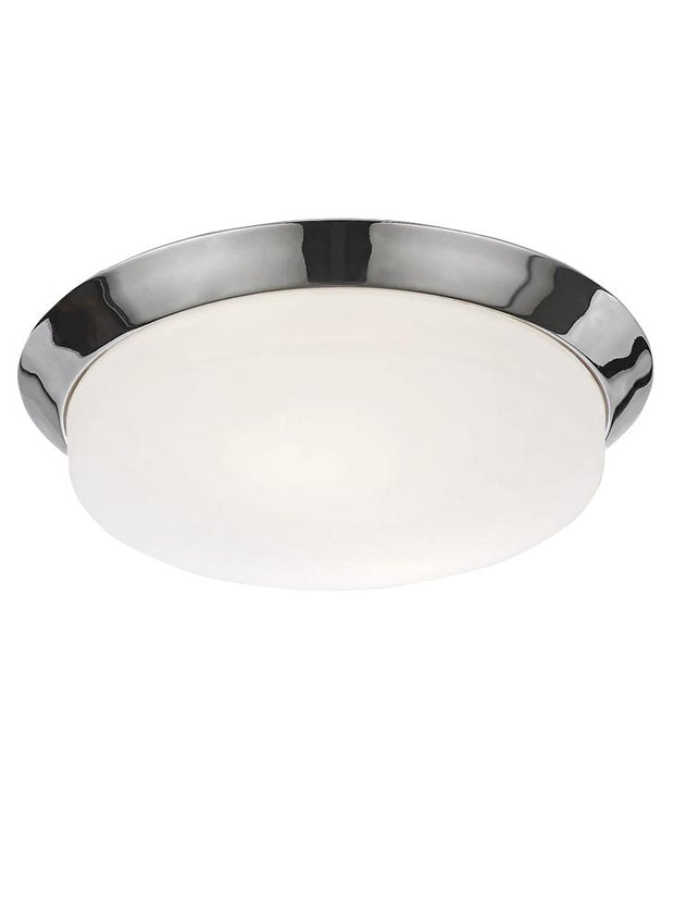 Idolite Polished Chrome 2 Light Flush Bathroom Ceiling Light Complete With Matt White Glass - IP44