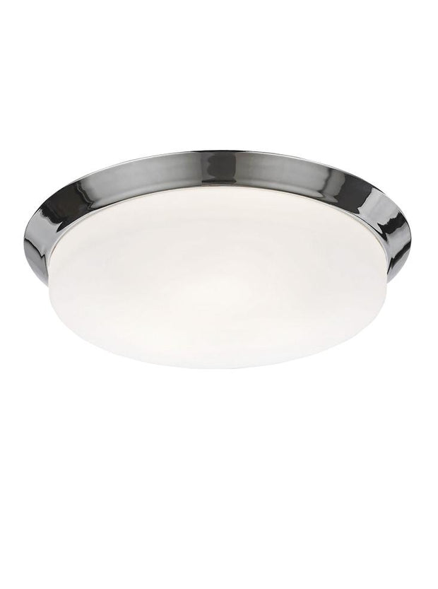 Idolite Polished Chrome 3 Light Flush Bathroom Ceiling Light Complete With Matt White Glass - IP44