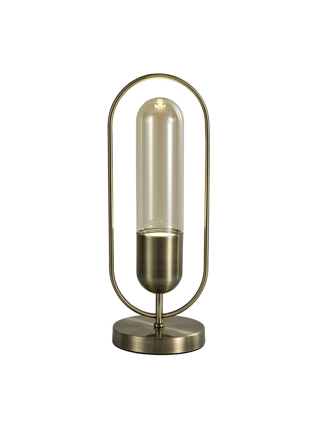 Idolite Queensbury Antique Brass/Amber Table Lamp