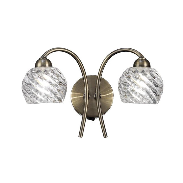 Idolite Sado Bronze Double Wall Light Complete With Clear Glass Shades