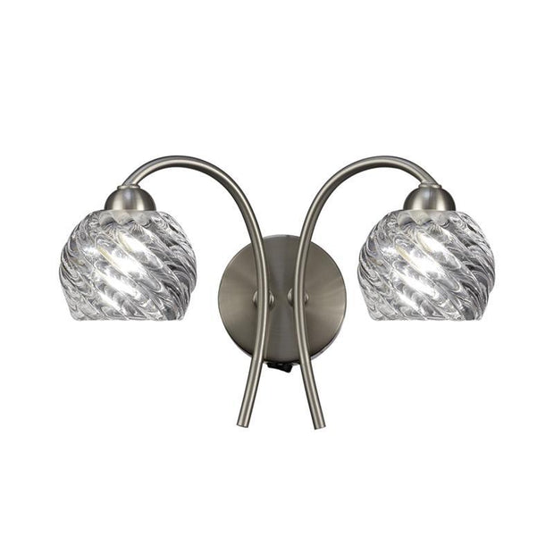 Idolite Sado Satin Nickel Double Wall Light Complete With Clear Glass Shades