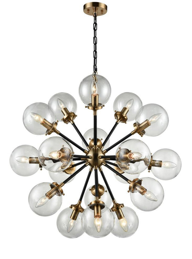 Idolite Sauer Antique Gold Finish 18 Light Pendant Light Complete With Clear Glass
