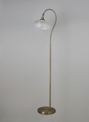 Idolite Sheridan Antique Brass Floor Lamp Complete With Prismatic Glass Shade