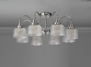 Idolite Sheridan Polished Nickel 8 Light Pendant Complete With Prismatic Glass Shades