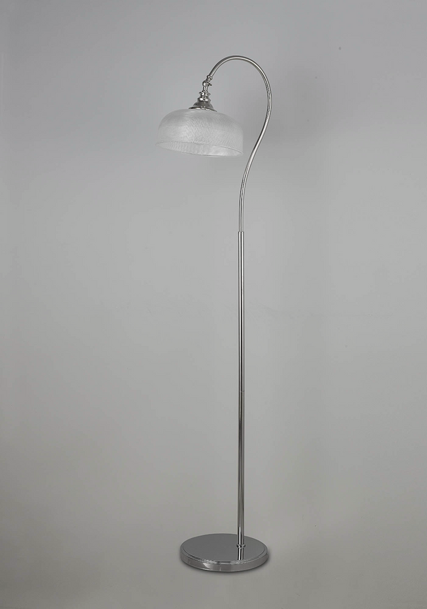 Idolite Sheridan Polished Nickel Floor Lamp Complete With Prismatic Glass Shade