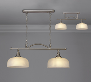 Idolite Sheridan Satin Nickel 2 Light Linear Bar Pendant Complete With Frosted Glass Shades
