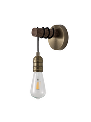 Idolite Skylar Medium Oak Single Wall Light C/W Antique Brass Lamp Holder