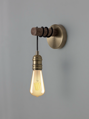Idolite Skylar Medium Oak Single Wall Light C/W Antique Brass Lamp Holder