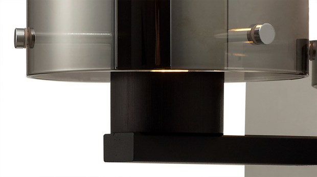 Idolite Snowdon Black/Polished Chrome Single Wall Light With Smoked/Clear Ombre Glass