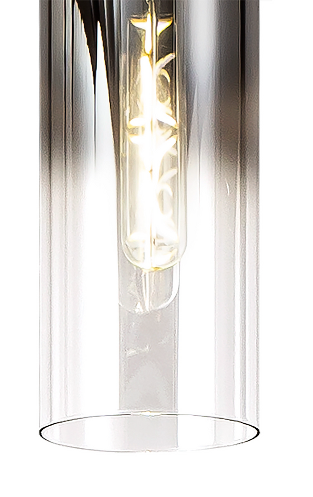 Idolite Snowdon Slim Black/Polished Chrome 3 Light Pendant With Smoked/Clear Ombre Glasses