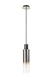 Idolite Snowdon Slim Black/Polished Chrome Single Pendant Light With Smoked/Clear Ombre Glass