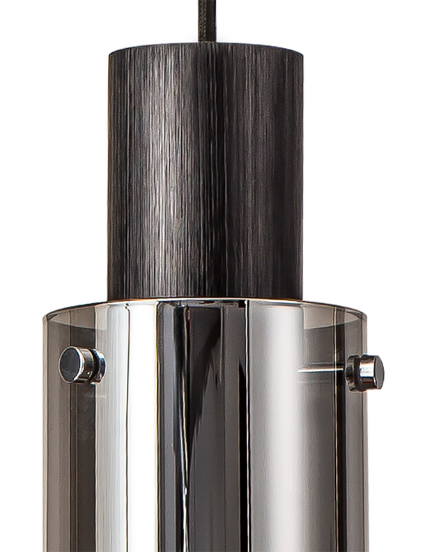 Idolite Snowdon Slim Black/Polished Chrome Single Pendant Light With Smoked/Clear Ombre Glass