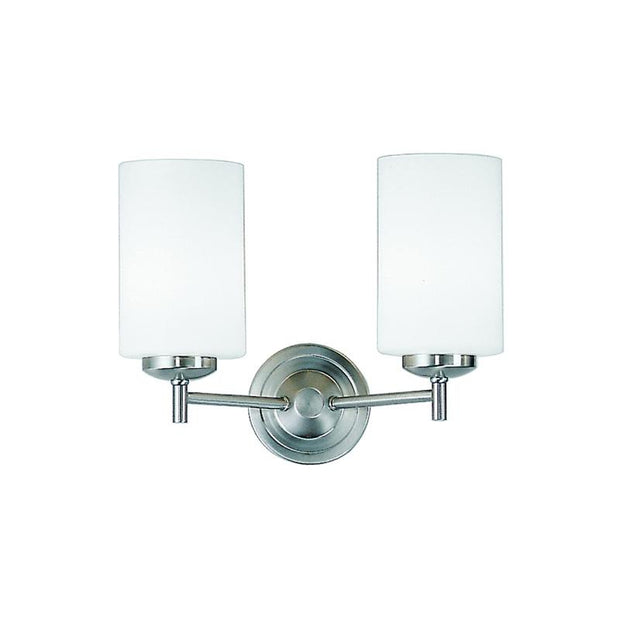 Idolite Spey  Double Wall Light In Satin Nickel Complete WIth Matt White Cylinder Glasses