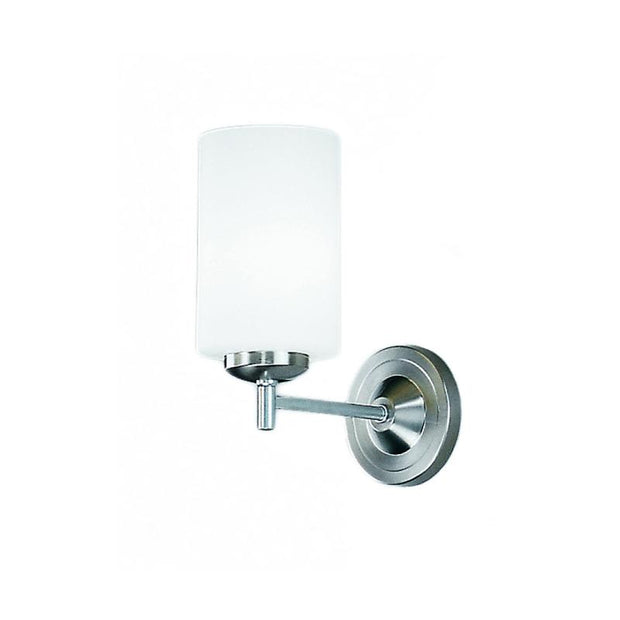 Idolite Spey Single Wall Light In Satin Nickel Complete WIth Matt Opal Cyclinder Glass