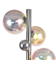 Idolite Stockwell Polished Chrome 8 Light Floor Lamp C/W Iridescent Glass Globes
