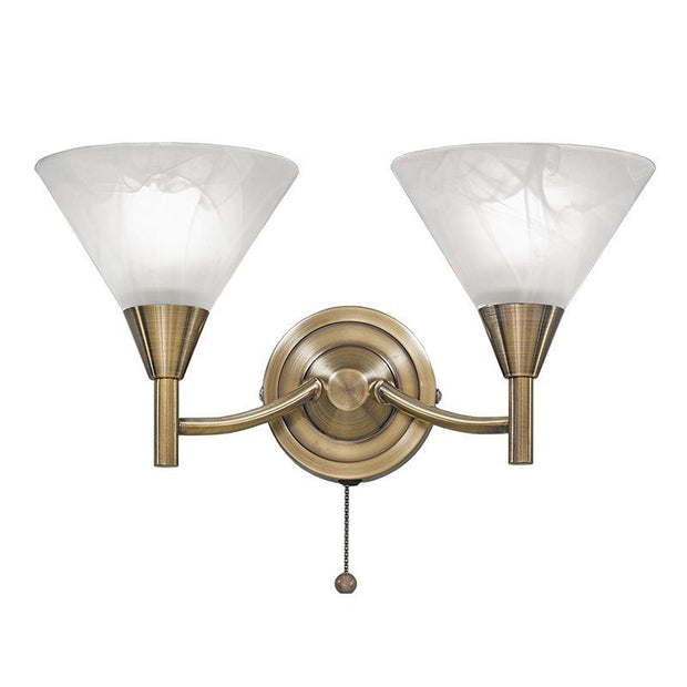 Idolite Tarn Bronze Double Wall Light Complete With Alabaster Effect Glasses