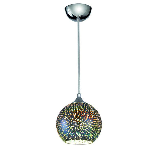 Idolite Thames 150mm 3D Effect Glass Pendant Complete With Polished Chrome Finish Metalwork