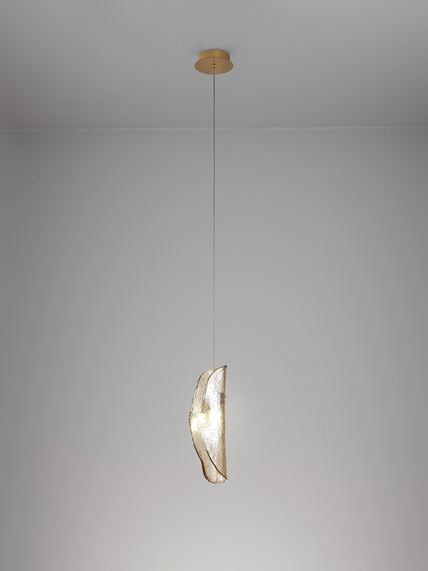 Idolite Tutoko Brass Single Pendant Light Complete With Cognac Glass