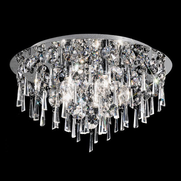 Idolite Tweed 500mm Polished Chrome 5 Light Flush Crystal Ceiling Light