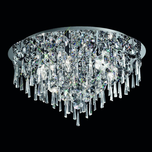 Idolite Tweed 600mm Polished Chrome 6 Light Flush Crystal Ceiling Light