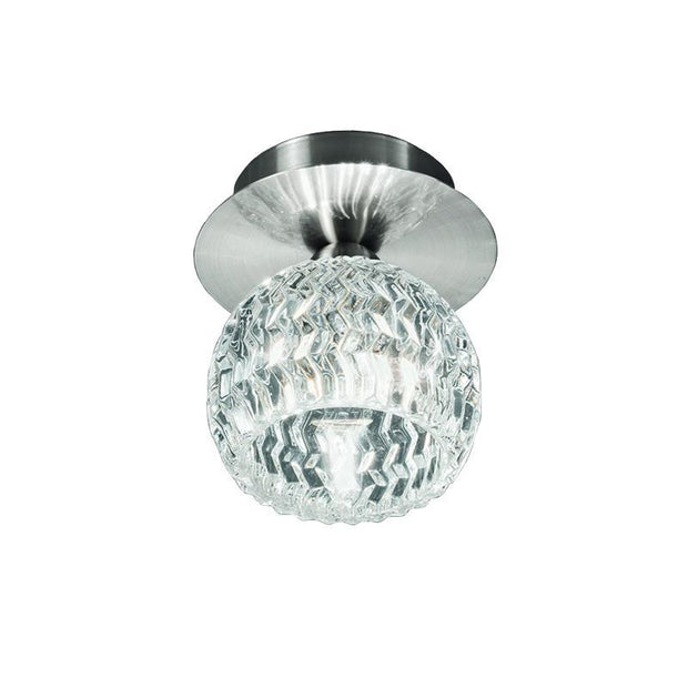 Idolite Tyne Satin Nickel Flush Single Ceiling Light Complete With Glass Bowls
