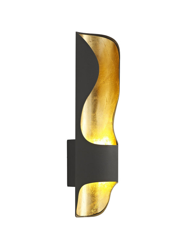Idolite Uxbridge Anthracite/Gold Leaf Led Wall Light - 3000K