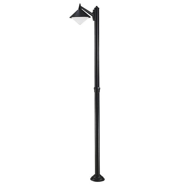 Idolite Wye Large Single Exterior Post Lamp Finished In Matt Black Complete With Opal Polycarbonate Diffuser - IP43