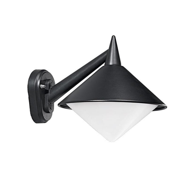 Idolite Wye Large Single Exterior Wall Light Finished In Matt Black Complete With Opal Polycarbonate Diffuser IP43