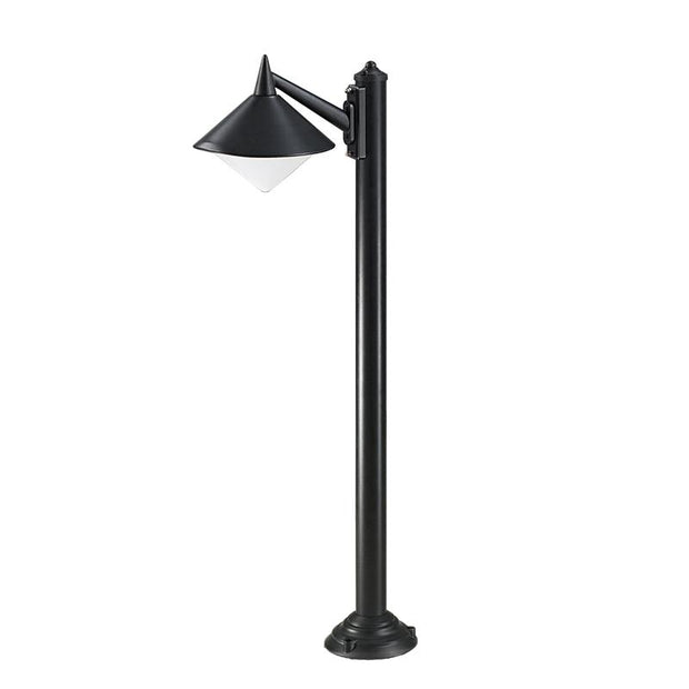 Idolite Wye Single Exterior Post Lamp Finished In Matt Black Complete With Opal Polycarbonate Diffuser - IP43