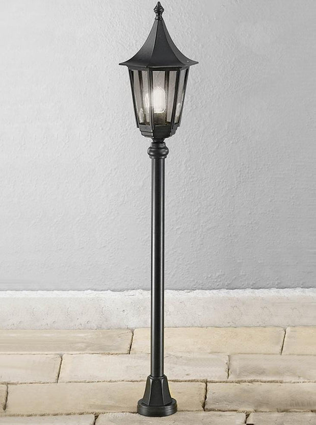 Idolite Yantra  Matt Black Exterior Post Lamp Complete With Smoke Panels