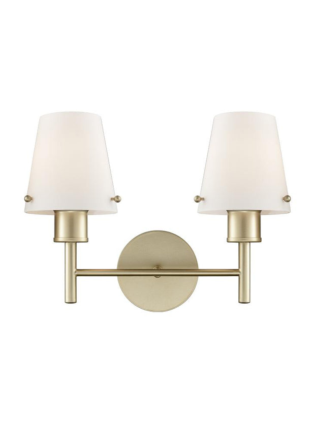 Idolite Yonne Matt Gold Finish Double Wall Light Complete With Opal Glasses