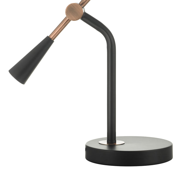 Dar Jack Task Table Lamp In Black And Antique Copper