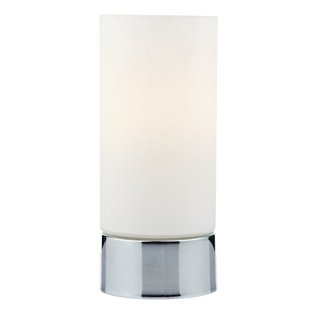 Dar Jot JOT4050 Polished Chrome Touch Table Lamp Complete With Opal Glass