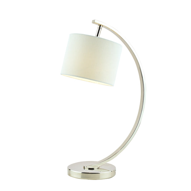 Laura Ashley LA3518816-Q Noah Polished Nickel Table Lamp Complete With White Faux Silk Shade