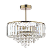 Laura Ashley LA3599070-Q Vienna Crystal And Antique Brass 3 Light Semi-Fush Ceiling Light