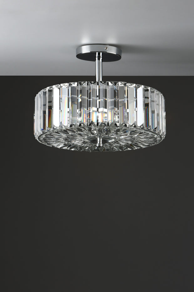 Laura Ashley LA3621343-Q Fernhurst Polished Chrome & Crystal 3 Light Semi Flush Ceiling Light