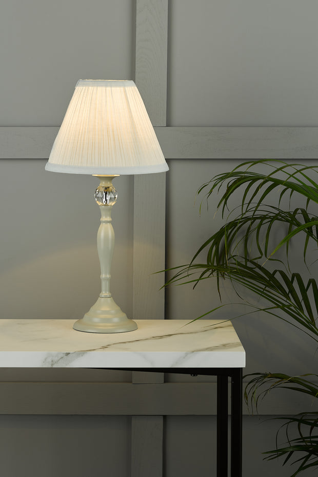 Laura Ashley LA3702783-Q Ellis Satin Grey & Crystal Table Lamp Complete With Grey Cotton Shade