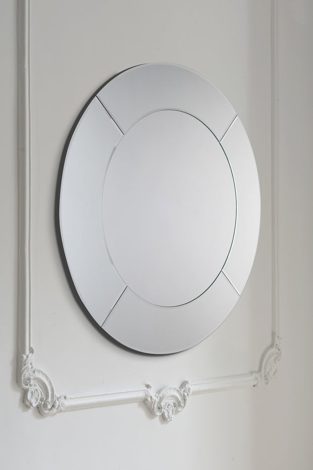 Laura Ashley LA3704789-Q Gatsby Round Mirror With Bevelled Detail Edging