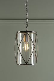 Laura Ashley LA3707566-Q Beckworth 1 Light Polished Nickel & Glass Lantern Style Pendant