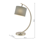 Laura Ashley LA3714977-Q Noah Polished Nickel Table Lamp Complete With Grey Faux Silk Shade