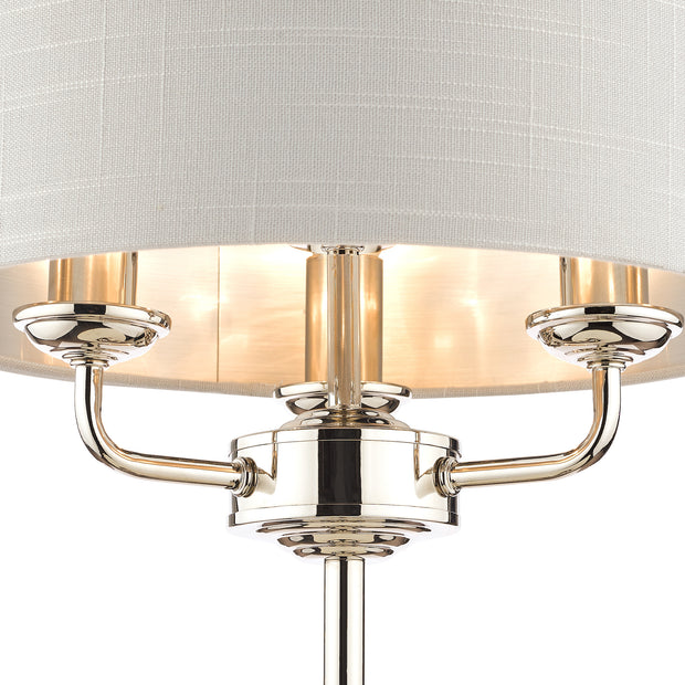 Laura Ashley LA3718286-Q Sorrento Polished Nickel 3 Light Table Lamp Complete With Silver Linen Shade And Switch