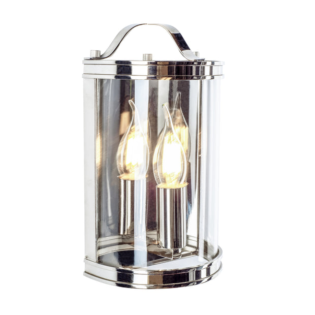 Laura Ashley LA3732114-Q Harrington Polished Nickel & Clear Glass Lantern Wall Light