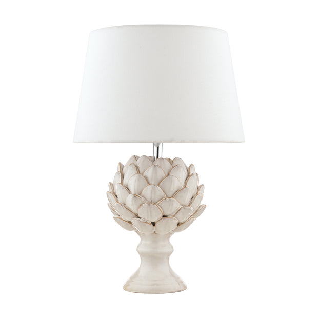 Laura Ashley LA3734605-Q Artichoke White Ceramic Table Lamp Complete With Ivory Linen Shade