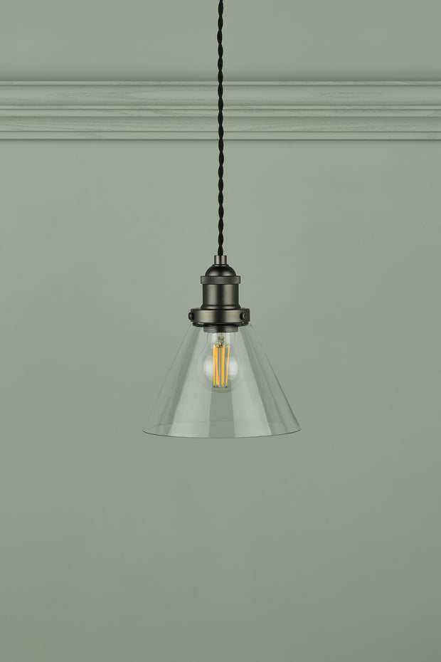 Laura Ashley LA3742245-Q Isaac Industrial Nickel Single Pendant With Clear Glass Shade
