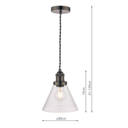 Laura Ashley LA3742245-Q Isaac Industrial Nickel Single Pendant With Clear Glass Shade