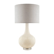Laura Ashley LA3742272-Q Grace Opal Patterned Glass Table Lamp Complete With Grey Linen Shade