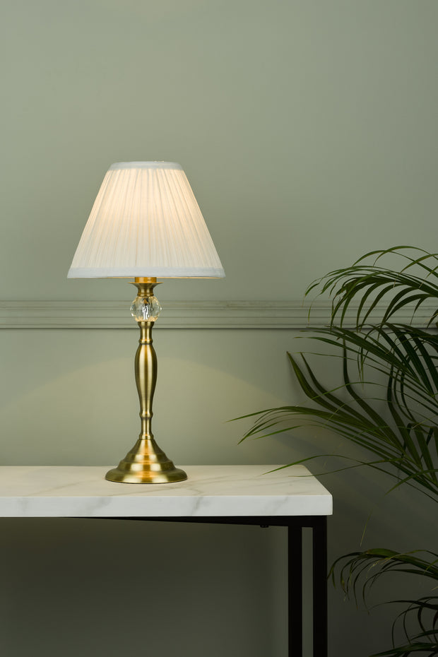 Laura Ashley LA3742284-Q Ellis Antique Brass & Crystal Table Lamp Complete With Ivory Cotton Shade