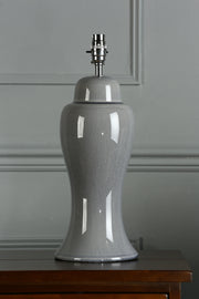Laura Ashley Regina Pale Slate Grey Ceramic Large Table Lamp With Polished Chrome Metalwork - Base Only