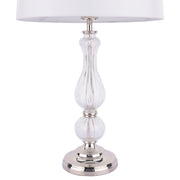 Laura Ashley Bradshaw Polished Nickel Table Lamp With Ribbed Glass And Grey Shade - LA3756202-Q