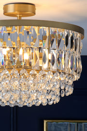 Laura Ashley Rhosill 3 Light Semi Flush Antique Brass Crystal Ceiling Light - LA3756206-Q